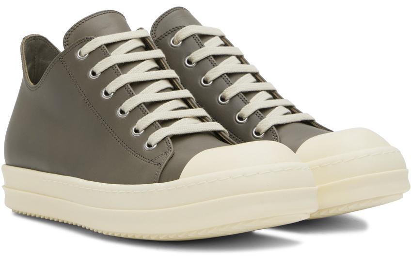 商品Rick Owens|Gray Leather Low-Top Sneakers,价格¥6327,第6张图片详细描述