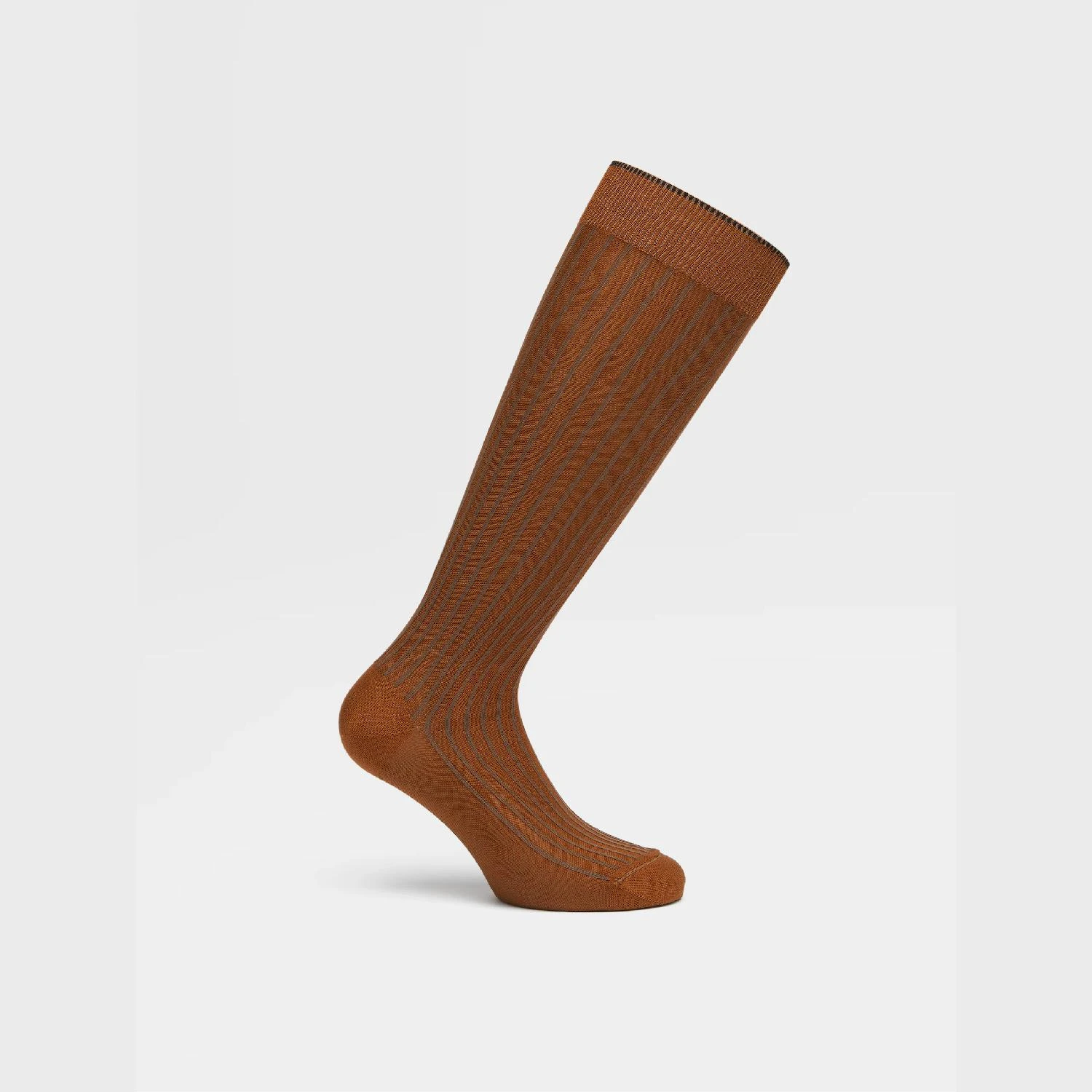 包邮包税【预售7天发货】 ZEGNA杰尼亚 23秋冬 男士 袜子 Vicuna Color Cotton Blend Ribbed Mid Calf Socks N5V40-574-222 商品