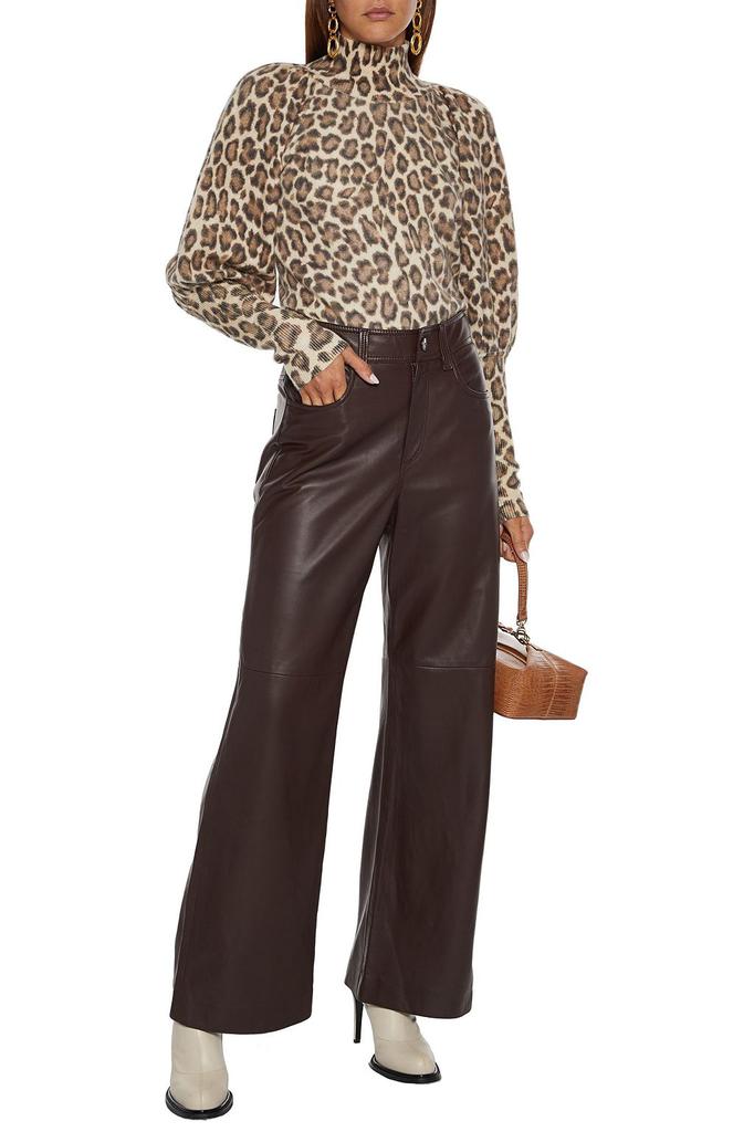 Leopard-print cashmere turtleneck sweater商品第2张图片规格展示