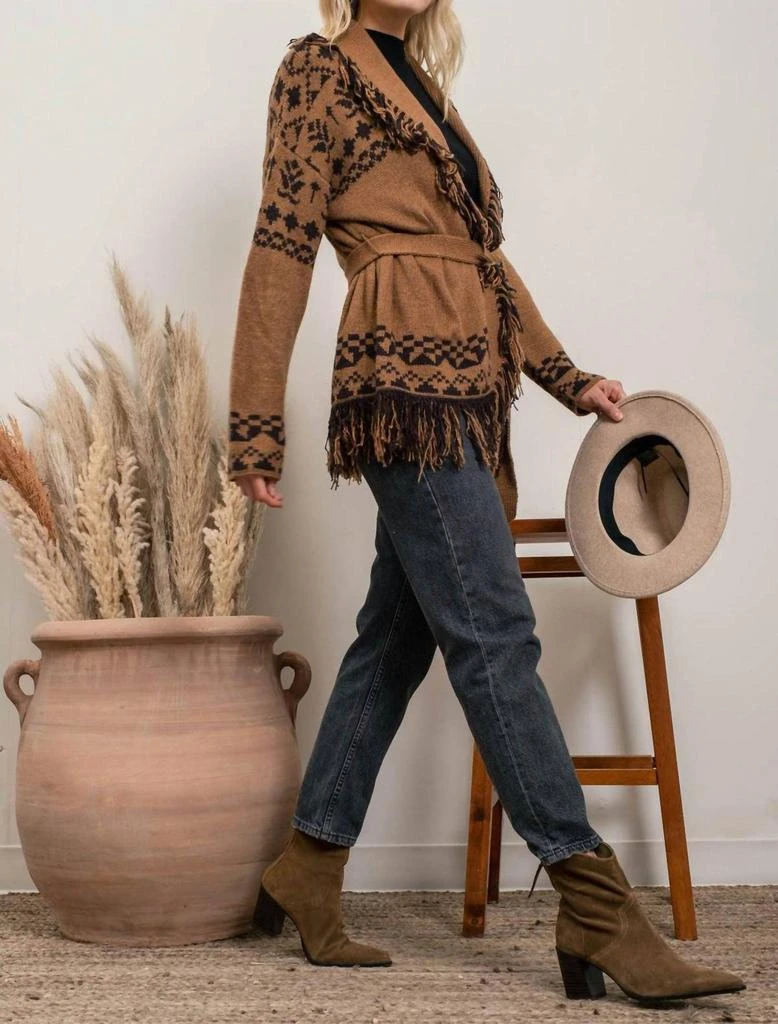 商品Blu Pepper|Geometric Fringe Cardigan In Multi,价格¥332,第2张图片详细描述