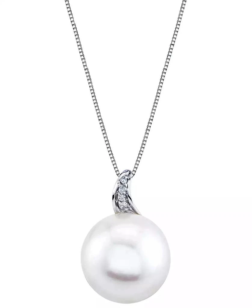 商品Macy's|Cultured Freshwater Pearl (14mm) & Diamond Accent 18" Pendant Necklace in 10k White Gold,价格¥1986,第1张图片