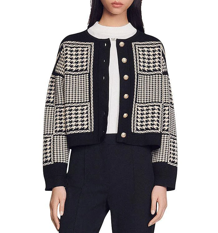 商品Sandro|Jules Houndstooth Cardigan,价格¥1773,第1张图片