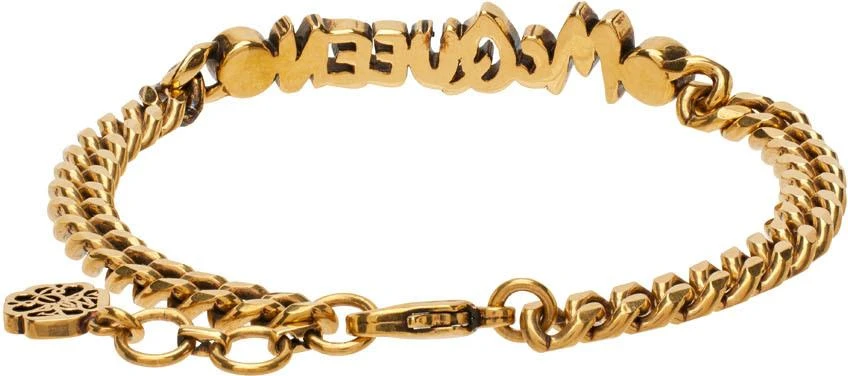 商品Alexander McQueen|Gold Graffiti Chain Bracelet,价格¥1195,第4张图片详细描述