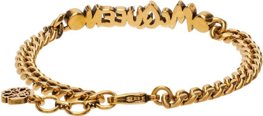 商品Alexander McQueen|Gold Graffiti Chain Bracelet,价格¥3111,第6张图片详细描述