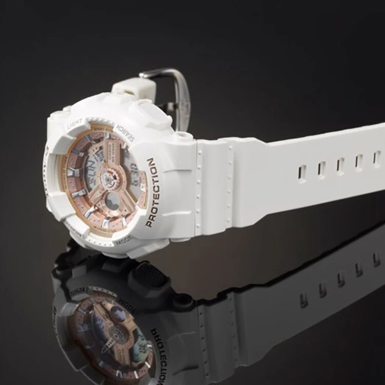 卡西欧（CASIO）女表 BABY-G少女时代女黑金潮流双显多功能电子防水运动手表 白玫瑰金BA-110-7A1-白玫瑰金-BA-110-7A1 商品