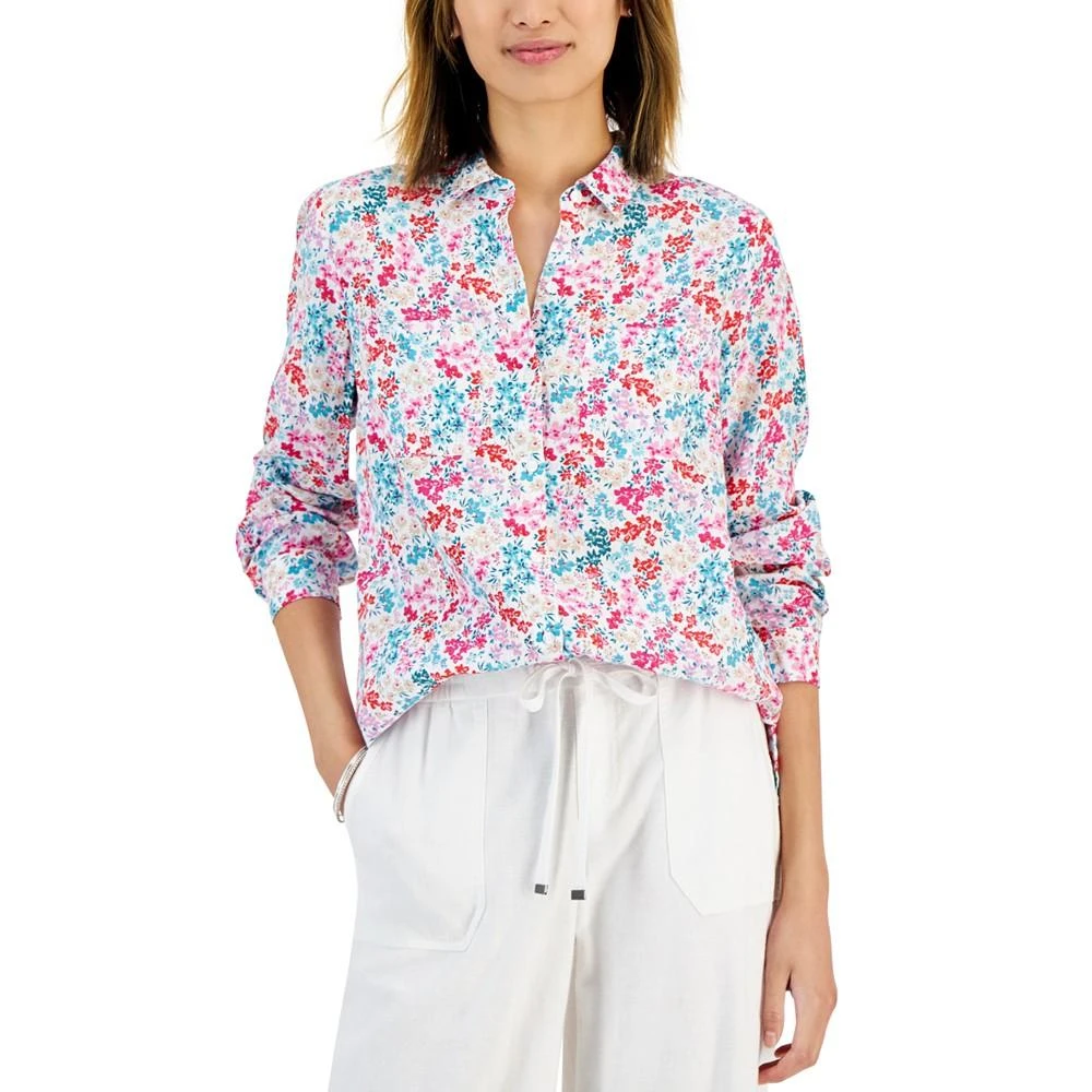 商品Charter Club|Women's Linen Floral-Print Shirt, Created for Macy's,价格¥151,第1张图片