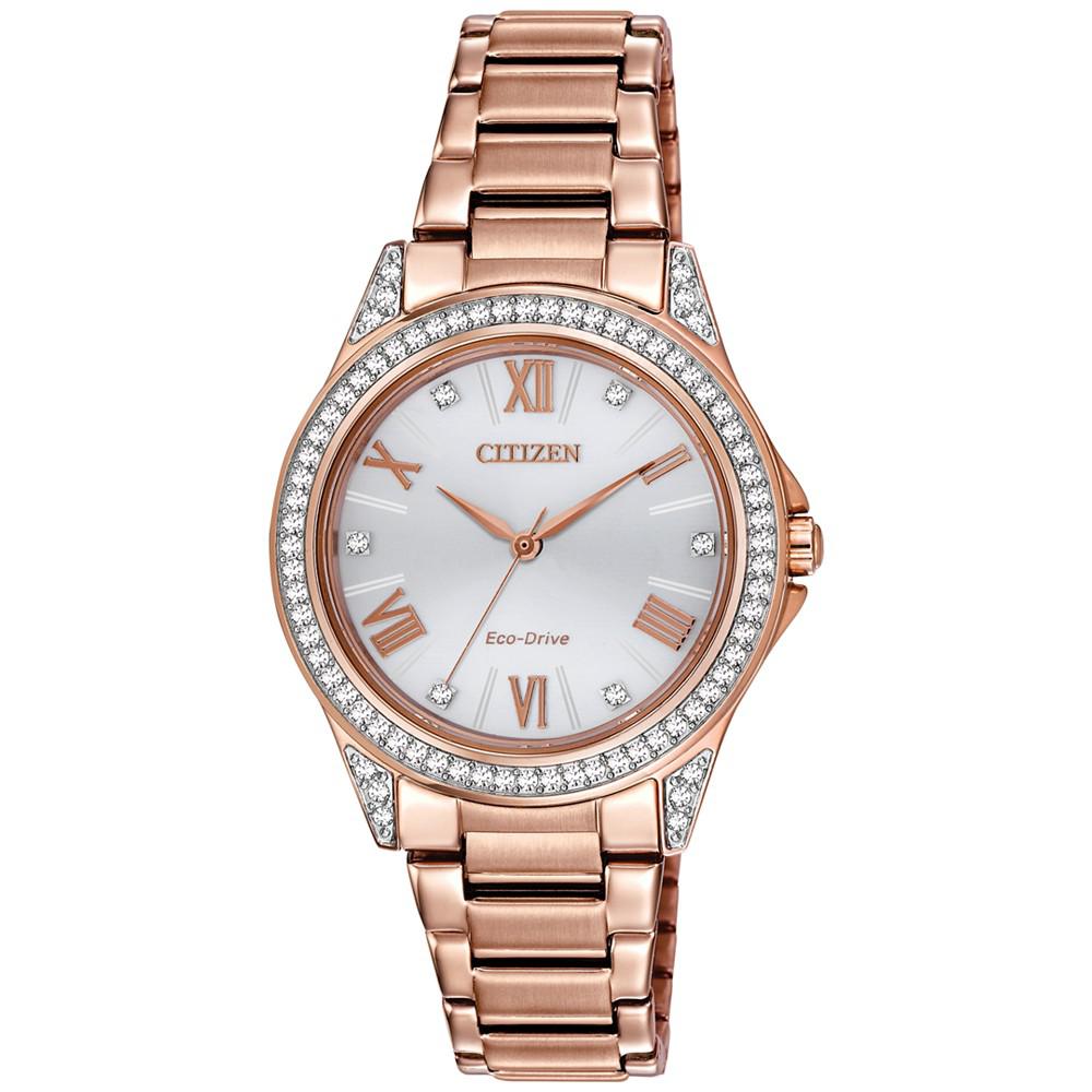 Drive From Eco-Drive Women's Rose Gold-Tone Stainless Steel Bracelet Watch 34mm商品第1张图片规格展示