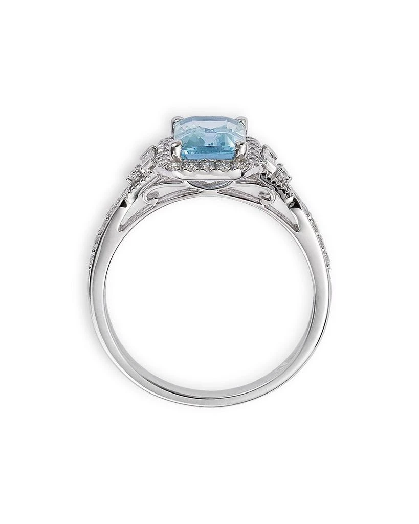 Aquamarine & Diamond Halo Ring in 14K White Gold 商品