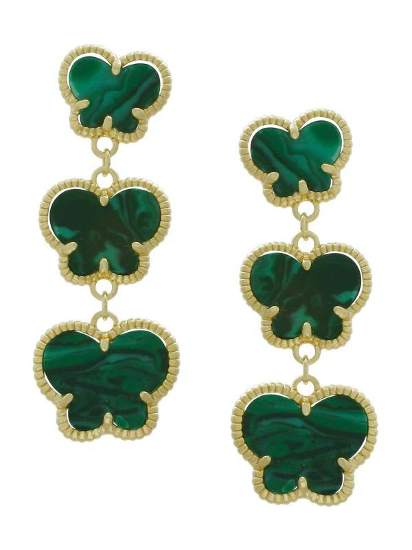 商品JanKuo|14K Goldplated & Faux Emerald Drop Earrings,价格¥218,第1张图片