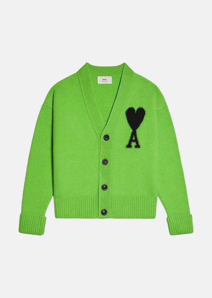 商品AMI|AMI Alexandre Mattiussi Green Ami De Coeur Cardigan,价格¥3778,第1张图片