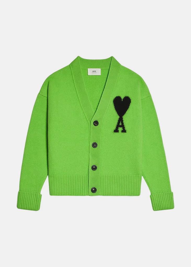 商品AMI|AMI Alexandre Mattiussi Green Ami De Coeur Cardigan,价格¥3476,第1张图片