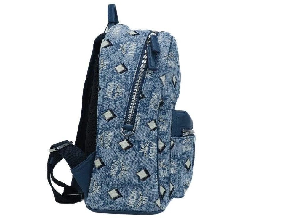 商品MCM|MCM Stark  Blue Vintage Jacquard Monogram Logo Fabric Backpack Bookbag,价格¥7697,第4张图片详细描述