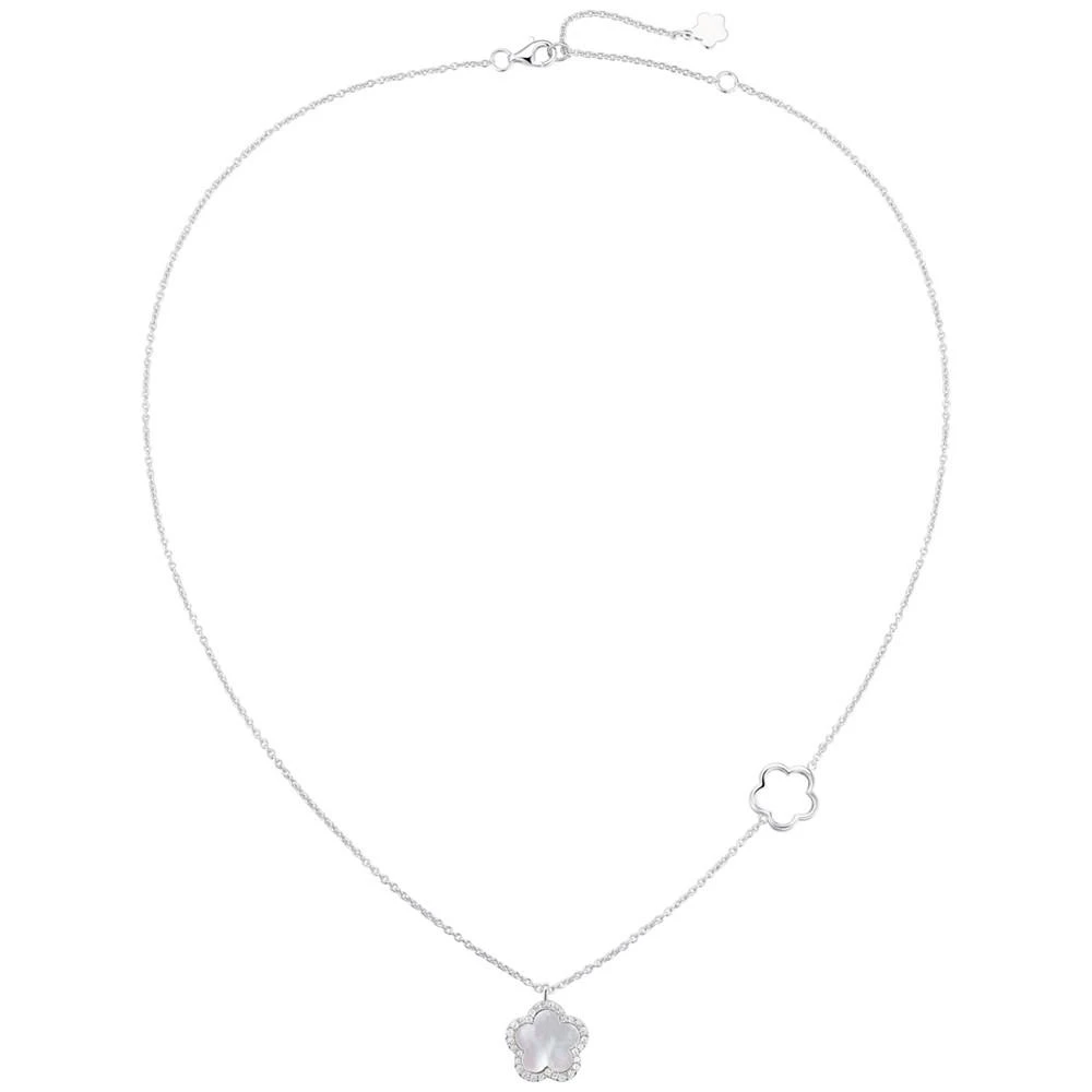 商品Macy's|Mother Of Pearl Flower Pendant Necklace in Sterling Silver, 16" + 2" extender,价格¥377,第1张图片