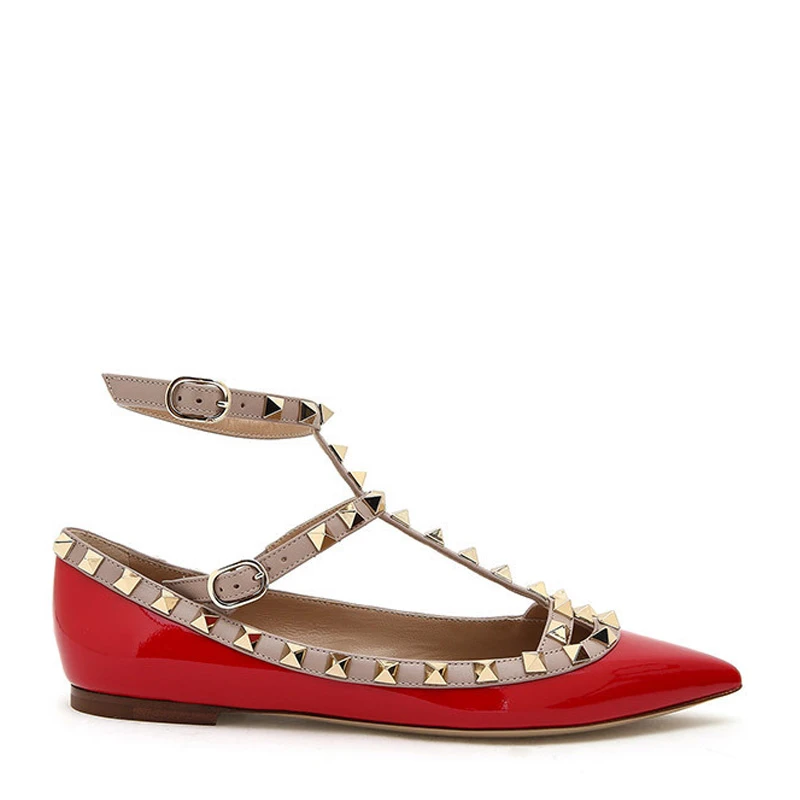 商品Valentino|Valentino 华伦天奴 女士铆钉绑带平底鞋 NW1S0376-VNW-R19,价格¥4649,第1张图片