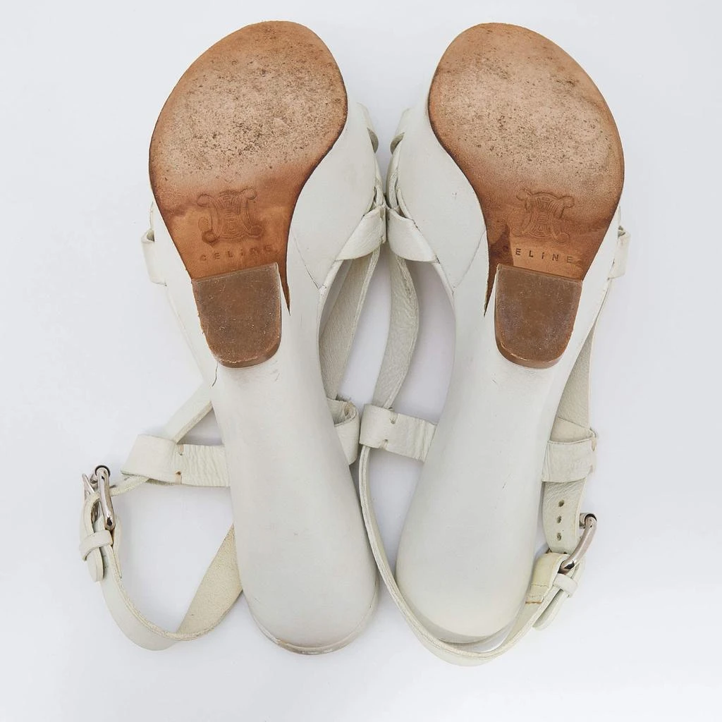 Celine White Leather Strappy Platform Sandals Size 37 商品