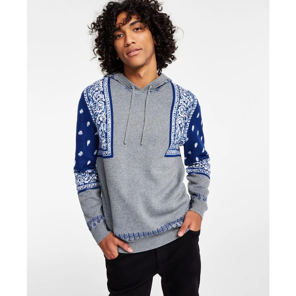 商品Sun + Stone|Men's Bandana Intarsia Hoodie, Created for Macy's,价格¥97,第1张图片