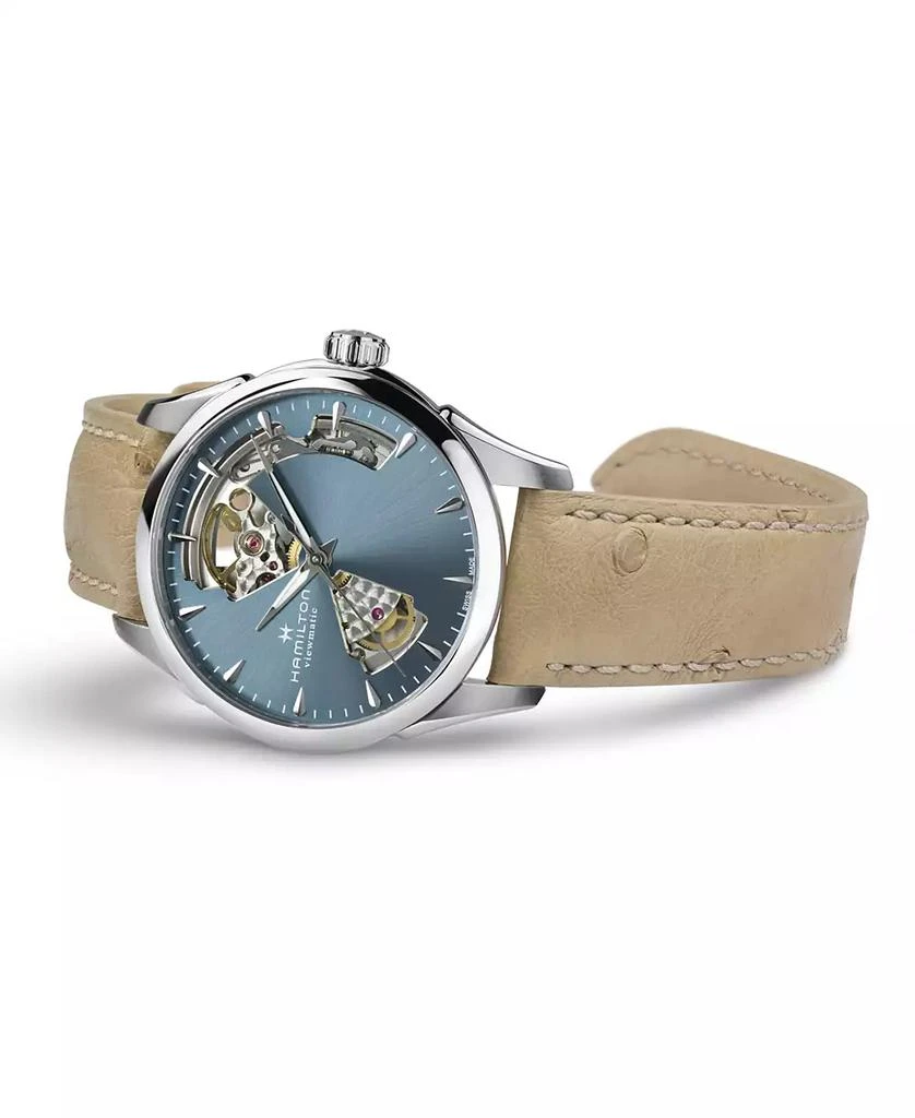 商品Hamilton|Women's Swiss Automatic Jazzmaster Open Heart Beige Leather Strap Watch 36mm,价格¥8045,第4张图片详细描述