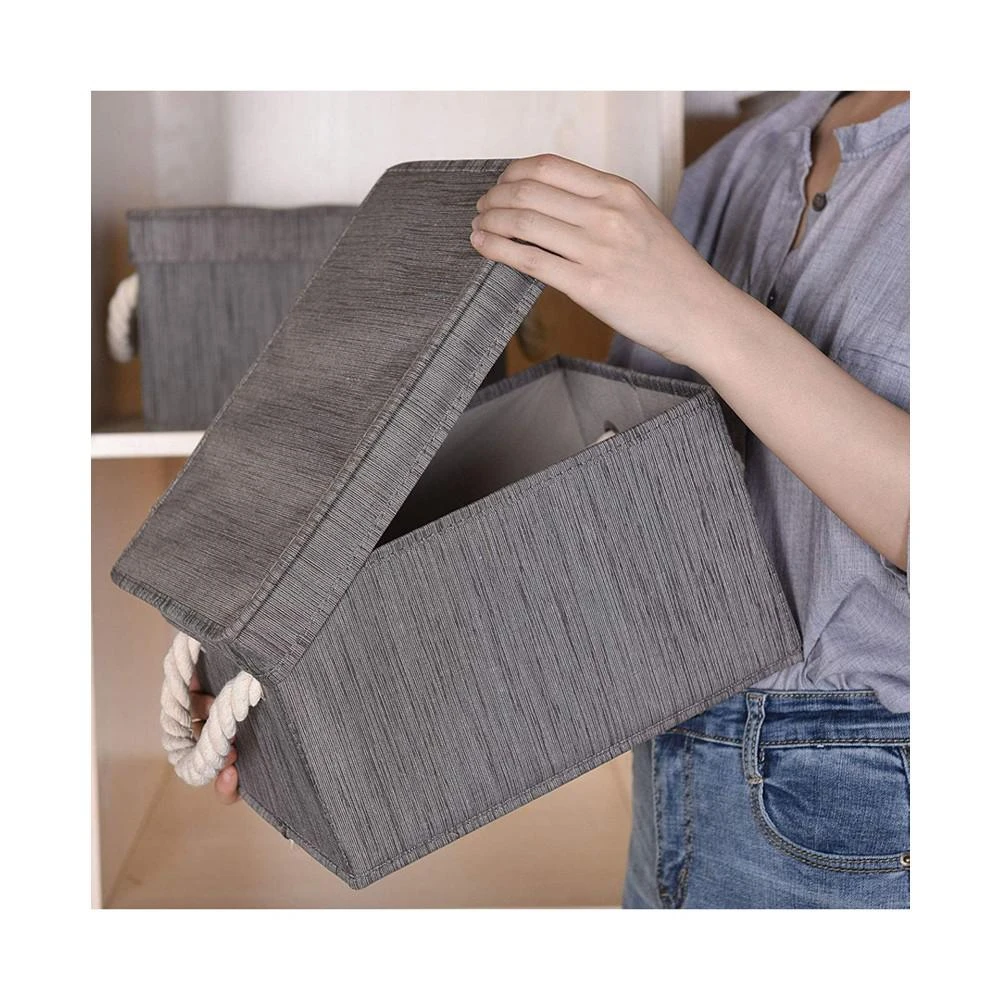 商品StorageWorks|Foldable Fabric Storage Bin with Cotton Rope Handles and Lid 2-Pack,价格¥440,第3张图片详细描述