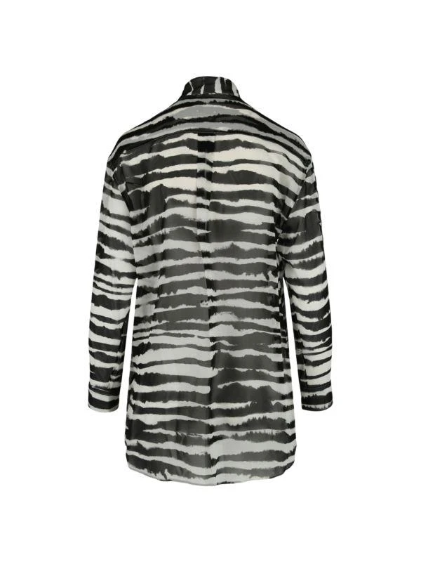 商品Burberry|Watercolor Zebra Print Silk Chiffon Shirt,价格¥1942,第2张图片详细描述