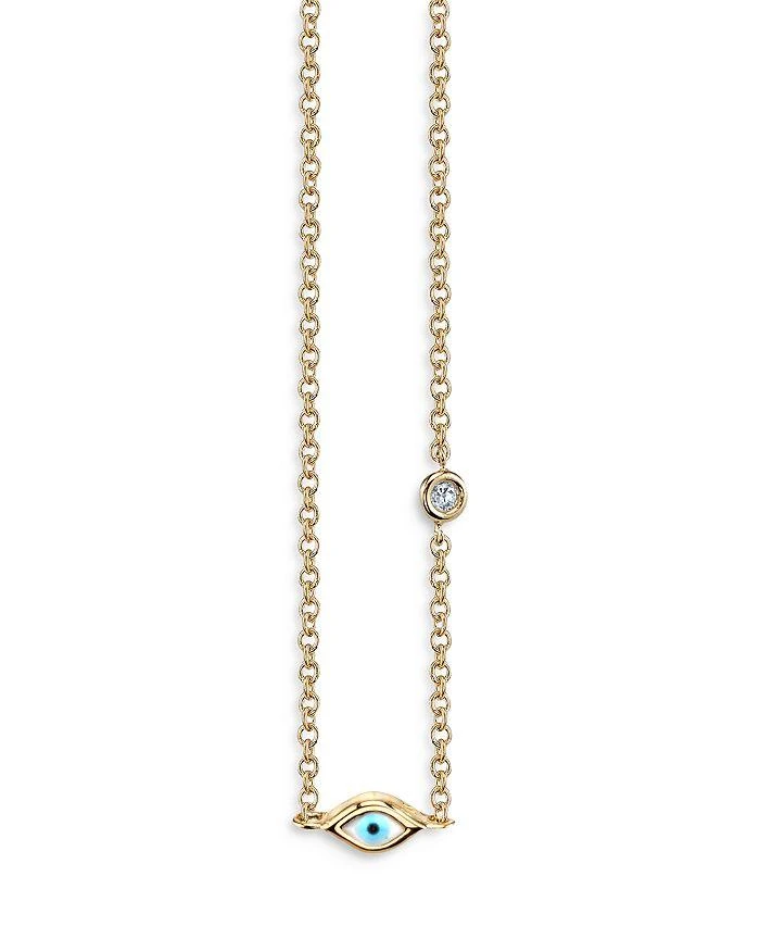 商品Sydney Evan|14K Yellow Gold Mini Enamel Evil Eye Pendant Necklace, 18",价格¥4689,第1张图片详细描述