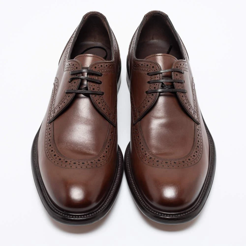 商品Salvatore Ferragamo|Salvatore Ferragamo Brown Leather Brogue Lace Up Derby Size 43,价格¥3945,第3张图片详细描述