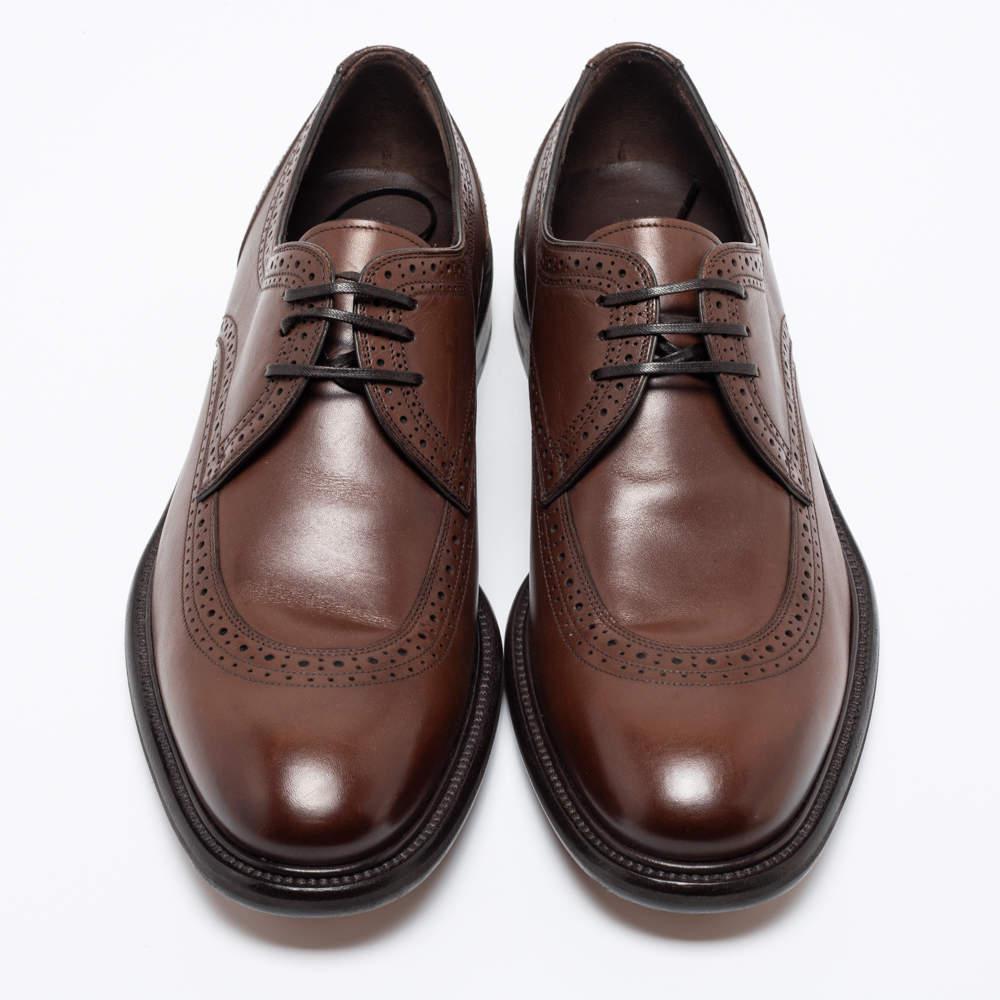 商品Salvatore Ferragamo|Salvatore Ferragamo Brown Leather Brogue Lace Up Derby Size 43,价格¥5092,第5张图片详细描述