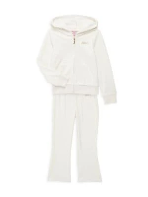 商品Juicy Couture|Little Girl's 2-Piece Velour Zip Up Hoodie & Pants Set,价格¥113,第1张图片