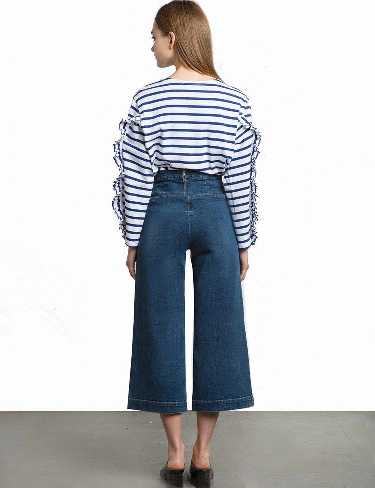 商品Pixie Market|Ruffled Sleeve Striped Top,价格¥447,第4张图片详细描述