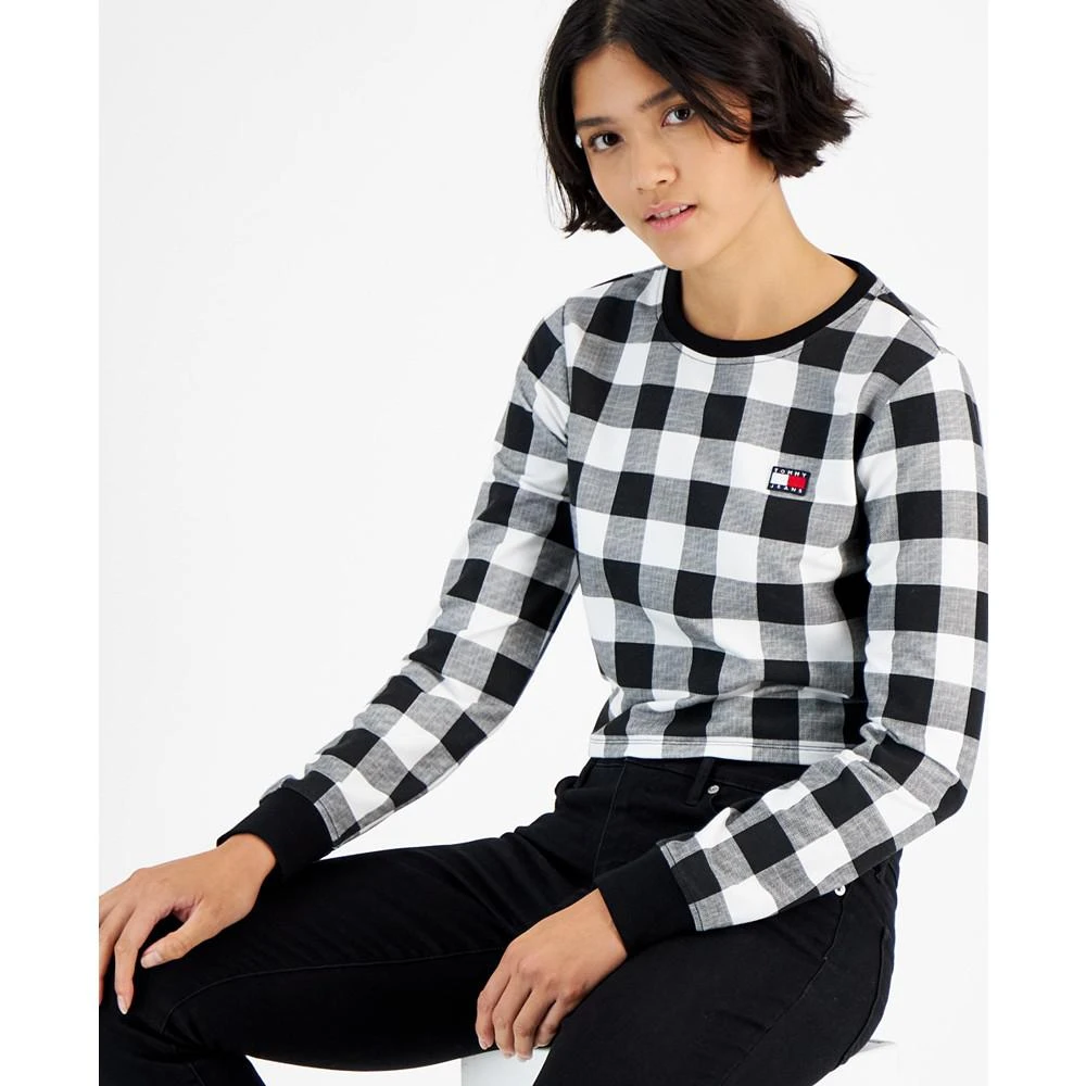 商品Tommy Jeans|Women's Buffalo-Plaid French-Terry Sweatshirt,价格¥81,第3张图片详细描述