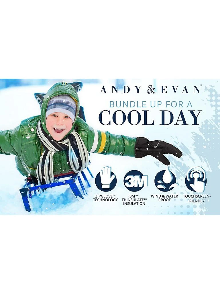 商品Andy & Evan|Little Kid's & Kid's Insulated Zip Gloves,价格¥115,第4张图片详细描述