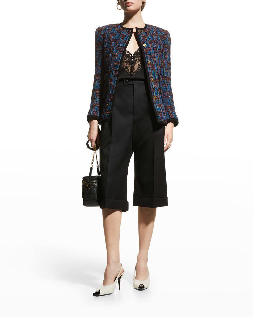 商品Yves Saint Laurent|Contrast-Trim Collarless Tweed Jacket,价格¥34313,第5张图片详细描述