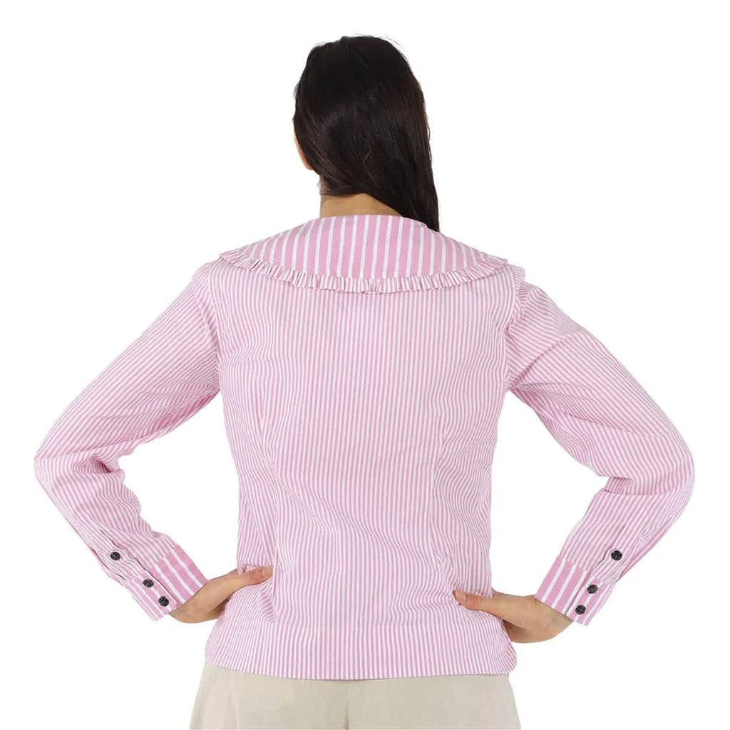 商品Ganni|Ladies Ruffled Striped Organic Cotton-Poplin V-Neck Blouse,价格¥742,第3张图片详细描述
