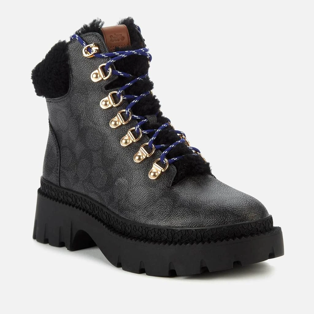 商品Coach|COACH WOMEN'S JANEL COATED CANVAS HIKING STYLE BOOTS - CHARCOAL,价格¥1318,第2张图片详细描述