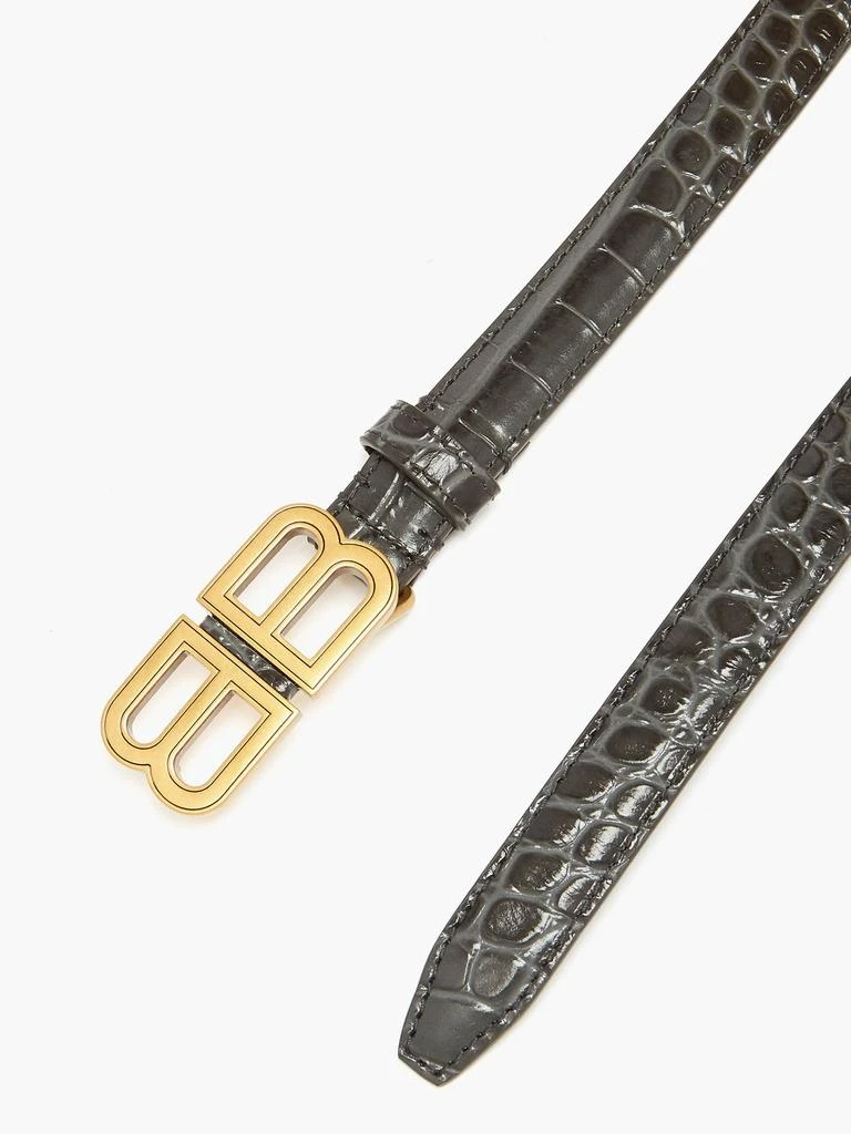 商品Balenciaga|Hourglass BB-plaque crocodile-effect leather belt,价格¥3100,第2张图片详细描述