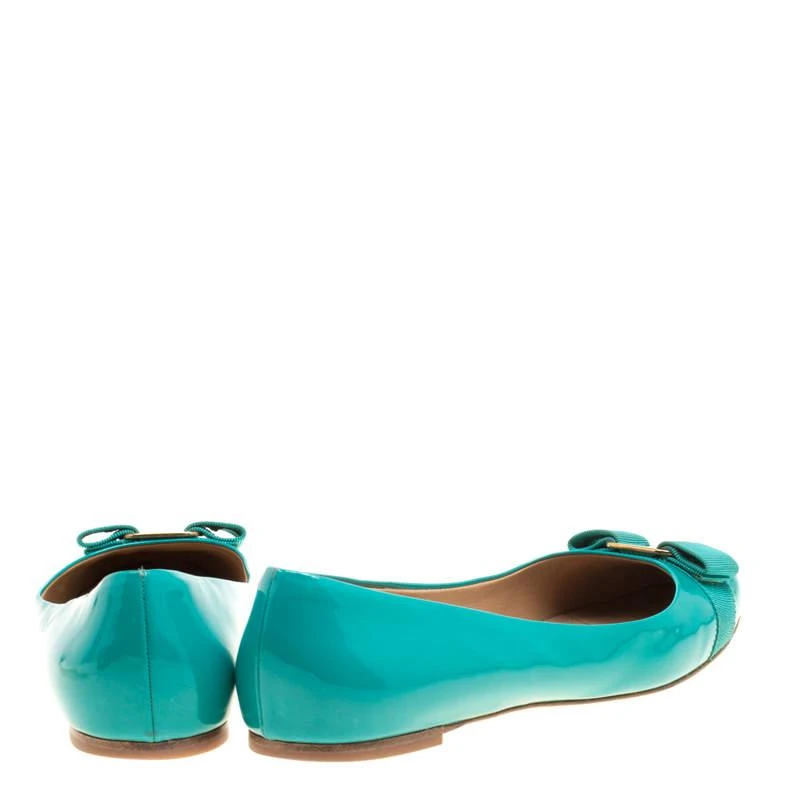 商品[二手商品] Salvatore Ferragamo|Salvatore Ferragamo Jade Green Patent Leather Varina Ballet Flats Size 40,价格¥1408,第5张图片详细描述