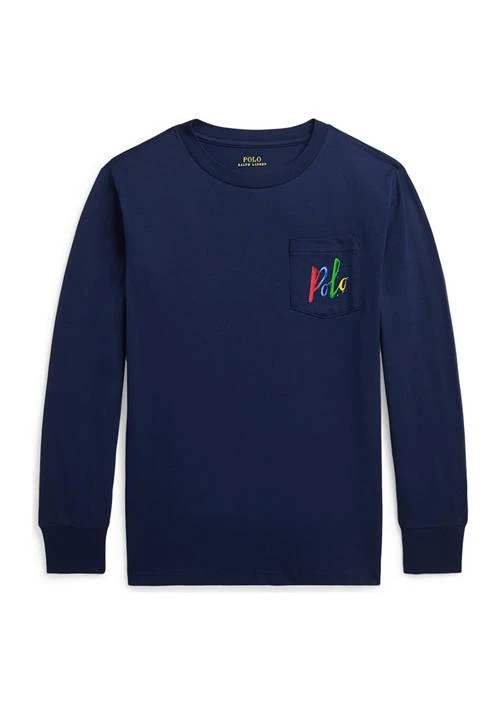 商品Ralph Lauren|Lauren Childrenswear Boys 8 20 Big Pony Logo Cotton Long Sleeve T Shirt,价格¥171,第1张图片