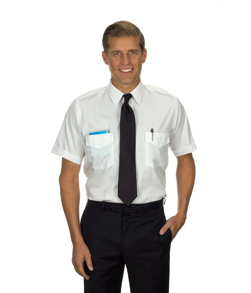 商品Van Heusen|Mens Dress Shirts Short Sleeve Pilot Shirt Solid Spread Collar,价格¥185,第2张图片详细描述