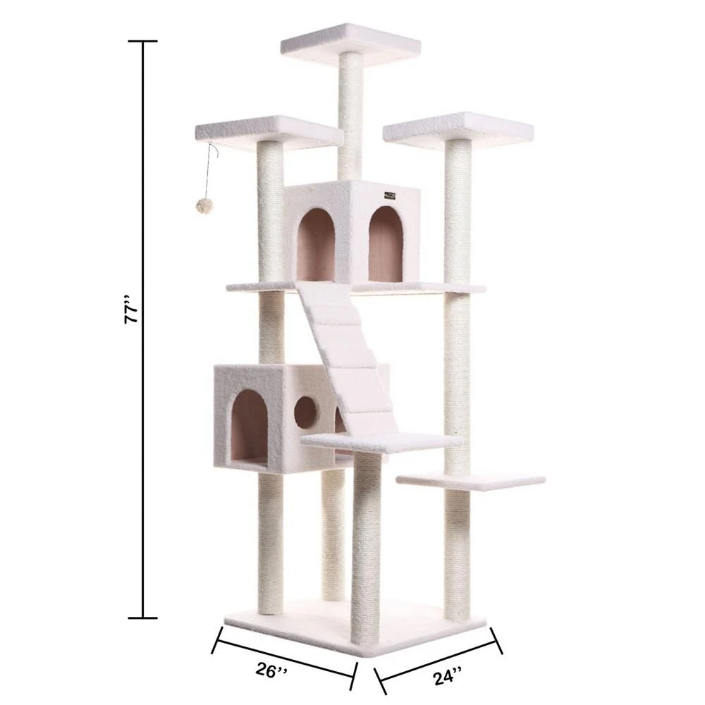 Real Wood Cat Tree, Multi Levels With Ramp, 3 Perches & 2 Condos 商品