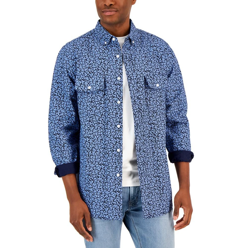 商品Club Room|Men's Simple Floral Print Double Faced Woven Long-Sleeve Shirt, Created for Macy's,价格¥114,第1张图片