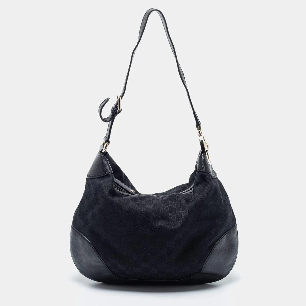 商品[二手商品] Gucci|Gucci Black GG Canvas And Leather Charlotte Hobo,价格¥3415,第1张图片