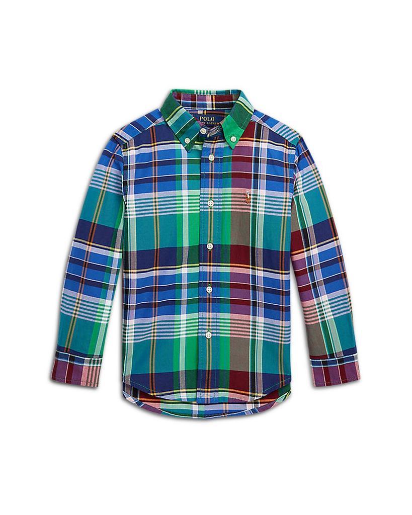商品Ralph Lauren|Boys' Plaid Cotton Oxford Shirt - Little Kid, Big Kid,价格¥280-¥311,第1张图片
