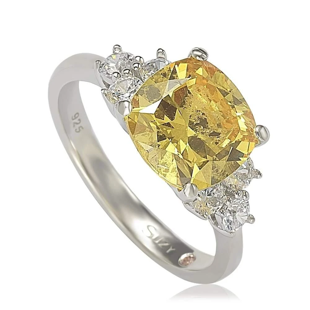 商品Suzy Levian|Sterling Silver Yellow Cubic Zirconia Engagement Ring,价格¥1266,第1张图片