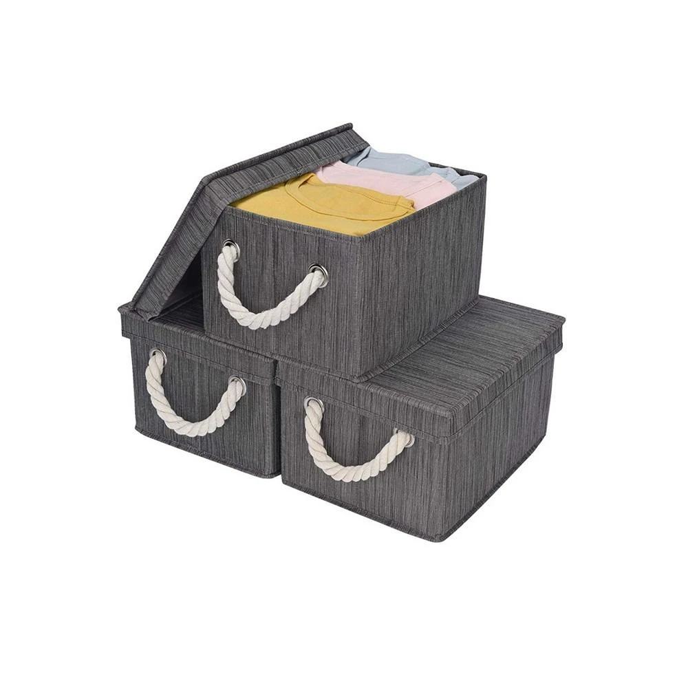 商品StorageWorks|Foldable Fabric Storage Bin with Cotton Rope Handles and Lid 2-Pack,价格¥440,第4张图片详细描述