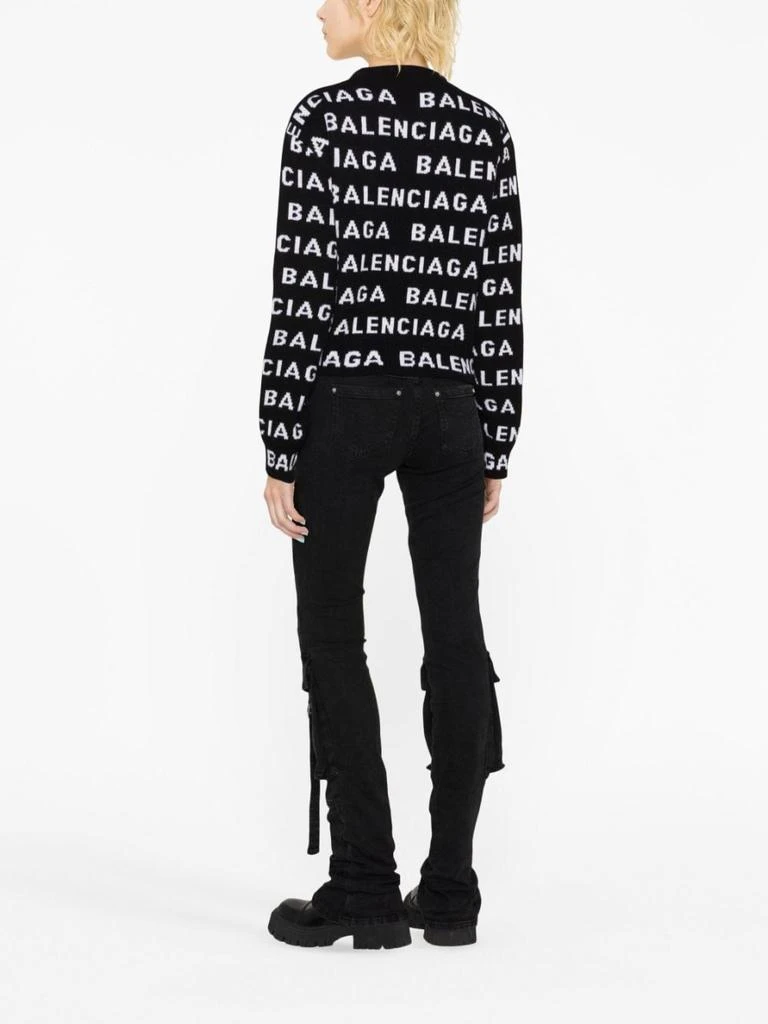 商品Balenciaga|BALENCIAGA - Allover Logo Wool Cropped Sweater,价格¥9087,第1张图片