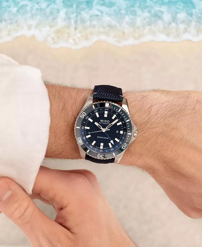 商品MIDO|Men's Swiss Automatic Ocean Star GMT Blue Fabric Strap Watch 44mm,价格¥9495,第4张图片详细描述