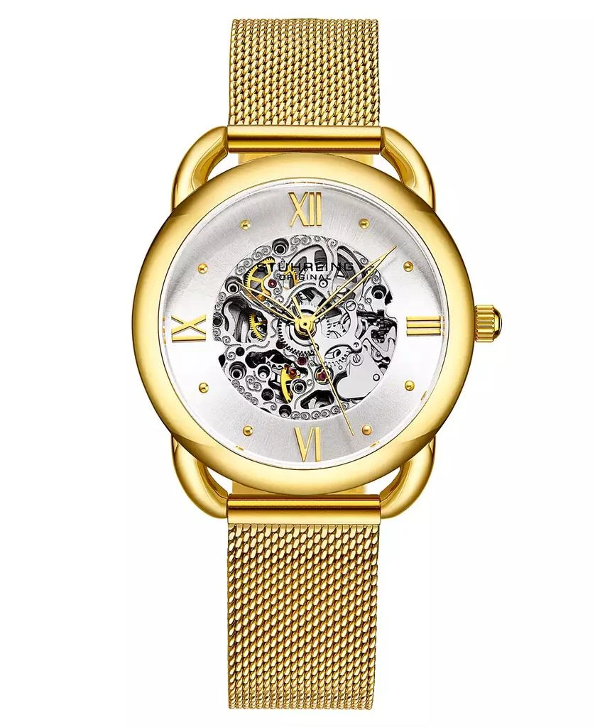 商品Stuhrling|Women's Automatic Gold-Tone Mesh Bracelet Watch 36mm,价格¥1105,第1张图片