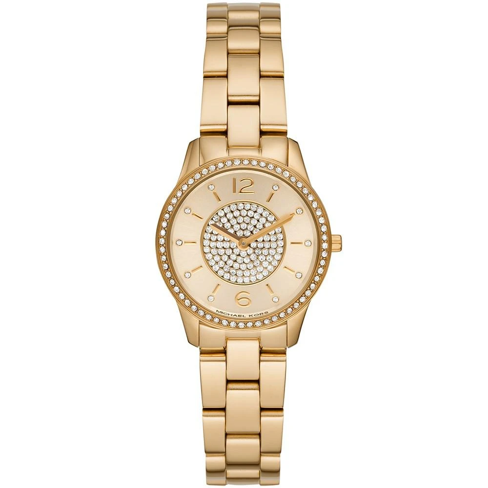 商品Michael Kors|Women's Runway Gold-Tone Stainless Steel Bracelet Watch 28mm,价格¥1273,第1张图片