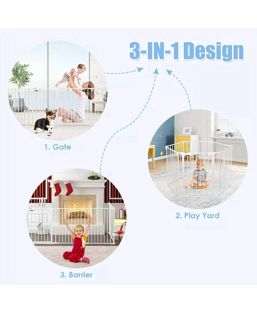 Baby 6 Panel Safe Metal Gate Play Yard Barrier Pet Fence Adjustable 商品