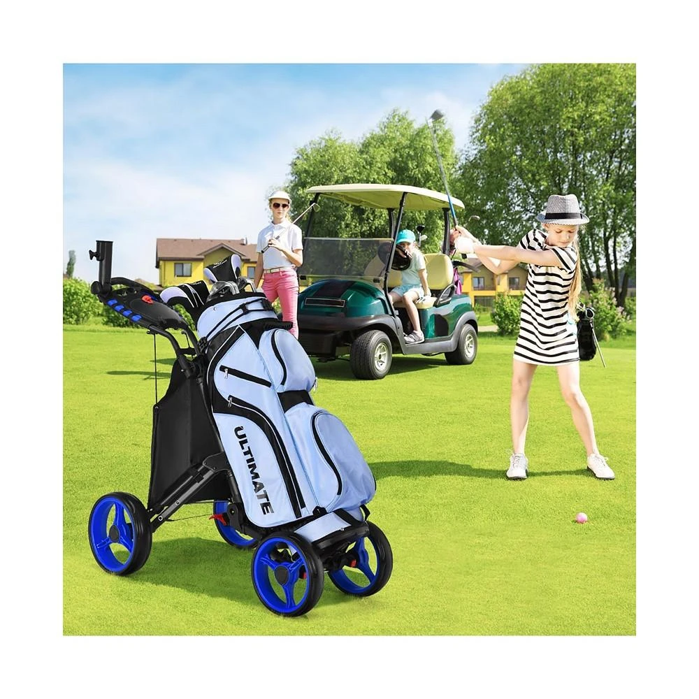 商品Costway|Folding 4 Wheels Golf Push Cart W/Bag Scoreboard Adjustable Handle,价格¥1117,第2张图片详细描述