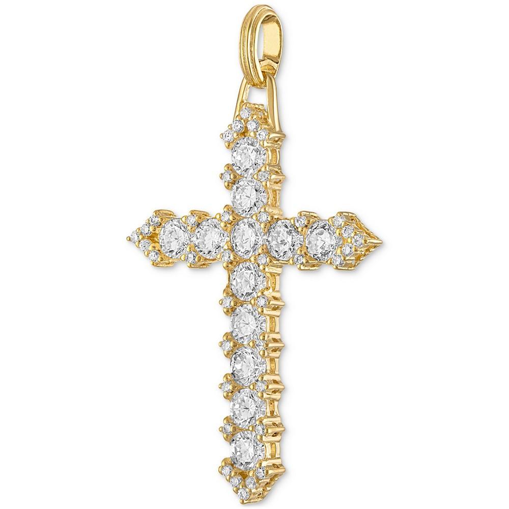 商品Esquire Men's Jewelry|Cubic Zirconia Cross Pendant in 14k Gold-Plated Sterling Silver, Created for Macy's,价格¥2576,第4张图片详细描述